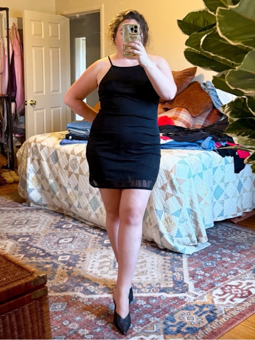 Vintage Jalate 90s floral black mini dress